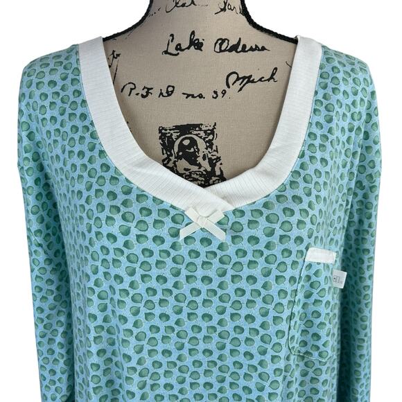 Karen Neuburger Sleepwear Nightgown Women Size 3X Blue Green Leaf Pattern Pajama - Picture 5 of 10